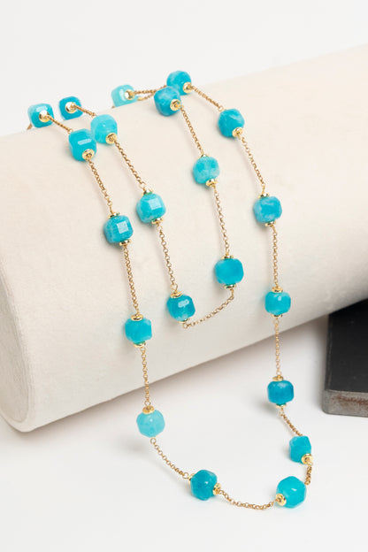 SICYLUI - COLLANA CHANEL PIETRE NATURALI TURCHESI