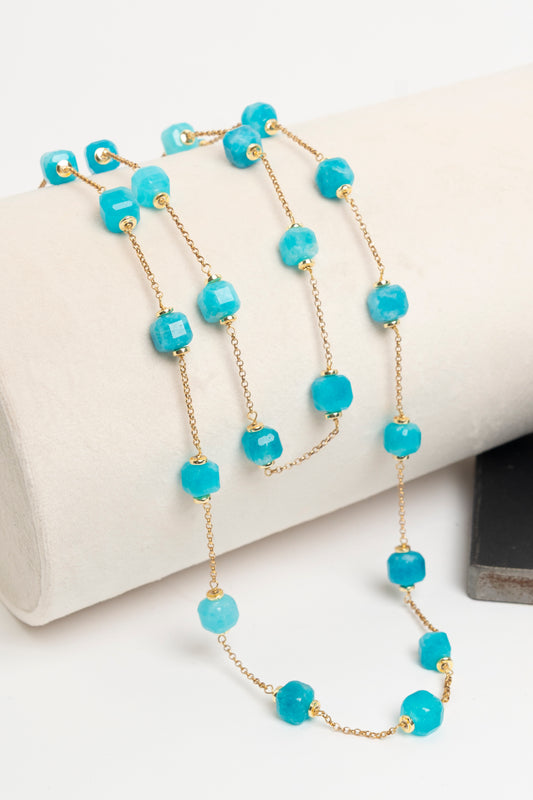 SICYLUI - COLLANA CHANEL PIETRE NATURALI TURCHESI