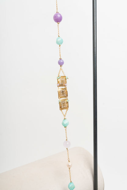 SICYLUI - COLLANA CHANEL IN ARGENTO CON AMAZZONITE E GIADA LILLA