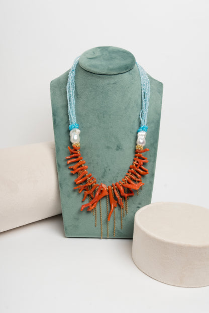 SICYLUI - COLLANA CORALLO E PERLA SCARAMAZZA