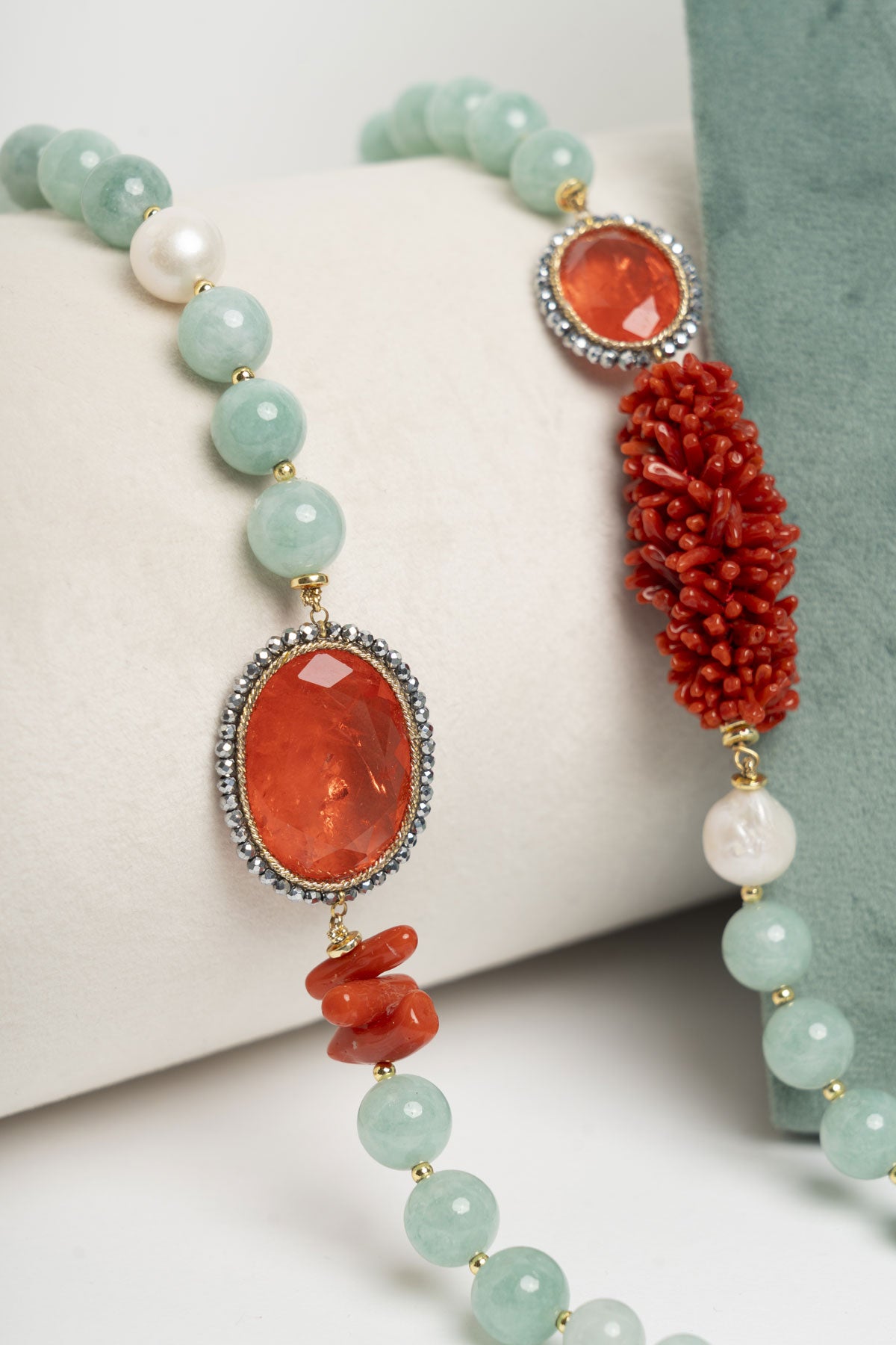 SICYLUI - COLLANA ACQUAMARINA E CORALLO
