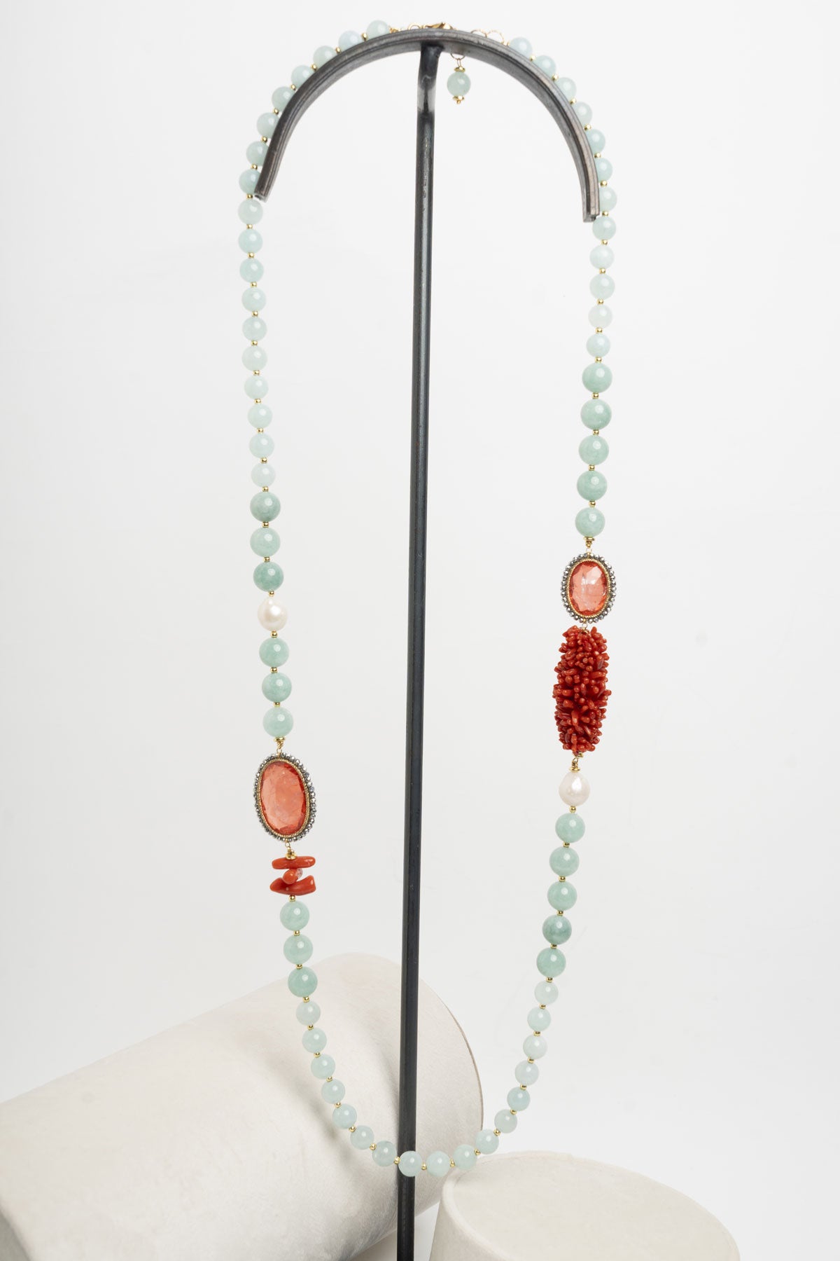 SICYLUI - COLLANA ACQUAMARINA E CORALLO