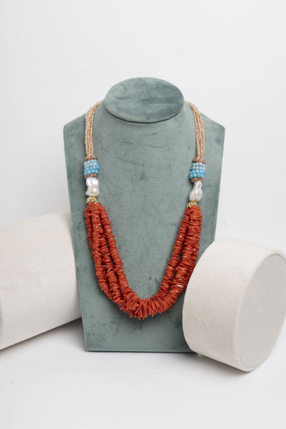 SICYLUI - COLLANA CORALLO E PERLA SCARAMAZZA