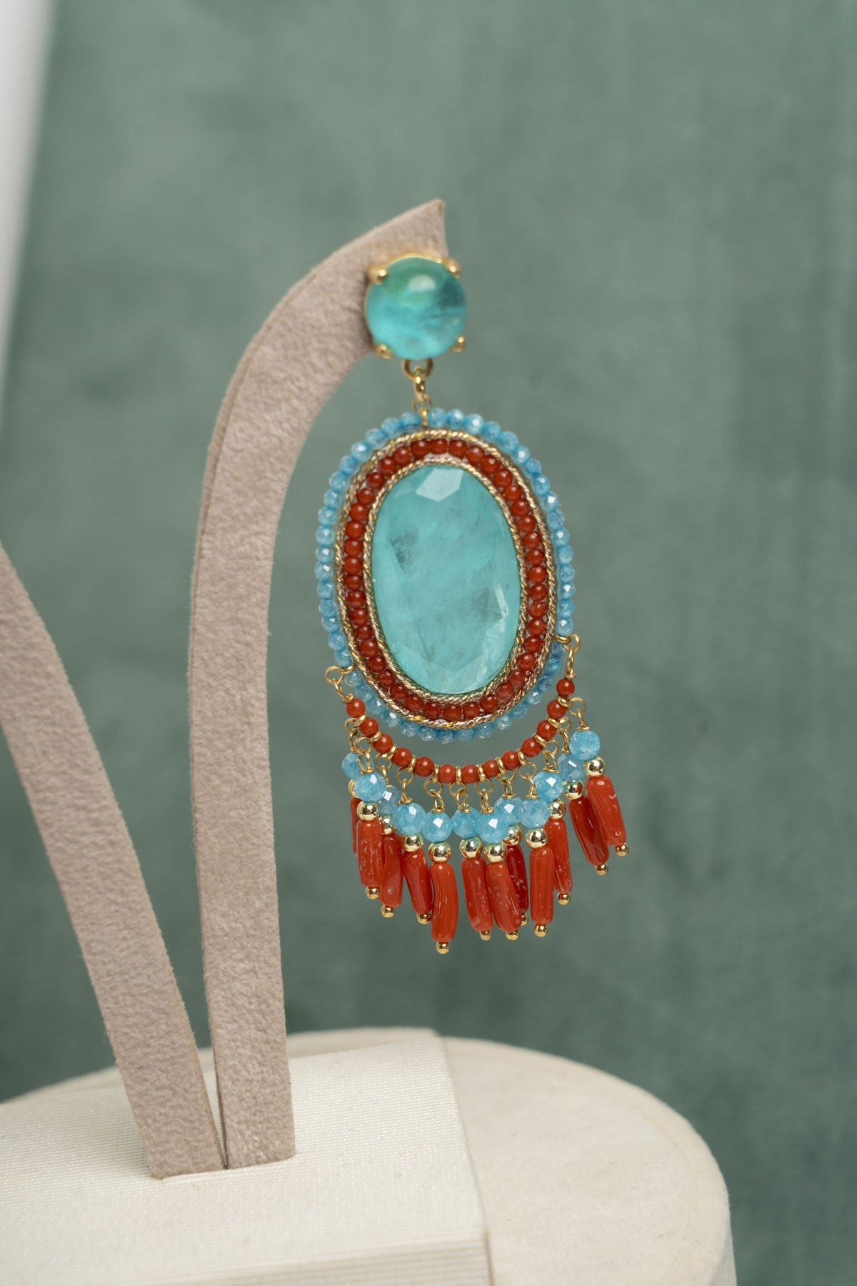 SICYLUI - ORECCHINI ACQUAMARINA E CORALLO