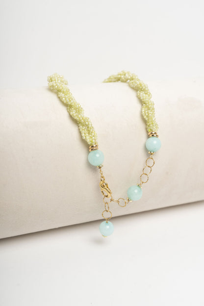 SICYLUI - COLLANA GIROCOLLO PENDENTE DIASPRO VERDE TAGLIO GOCCIA