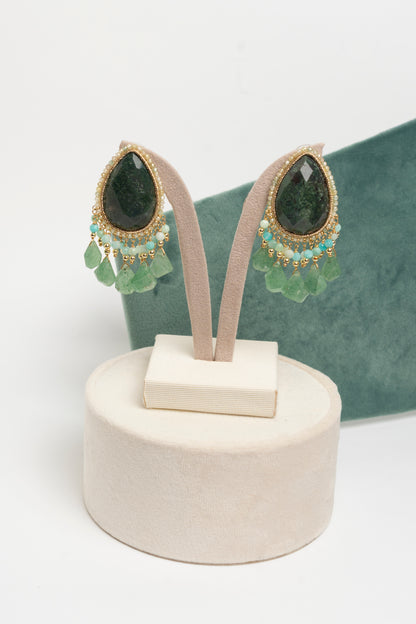 SICYLUI - ORECCHINI PENDENTI DIASPRO VERDE TAGLIO GOCCIA