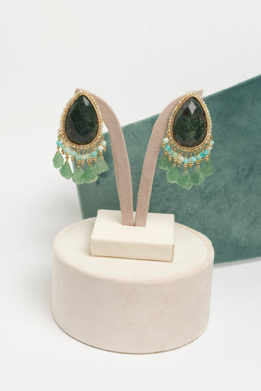 SICYLUI - ORECCHINI PENDENTI DIASPRO VERDE TAGLIO GOCCIA