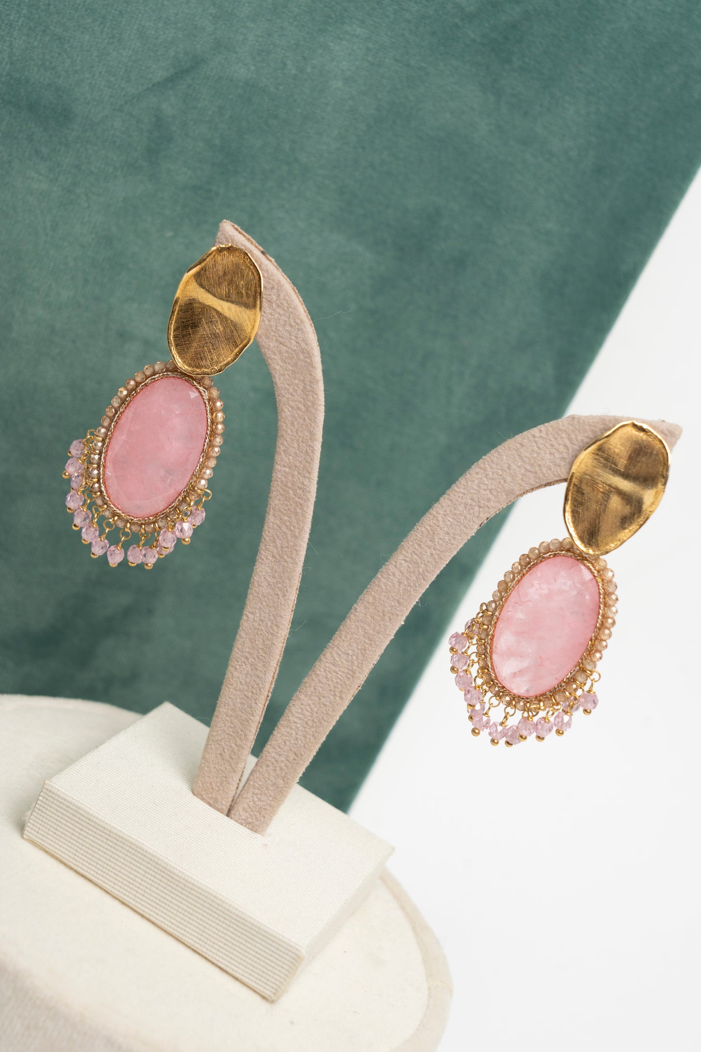 SICYLUI - ORECCHINI PENDENTI ZIRCONE CENTRALE ROSA