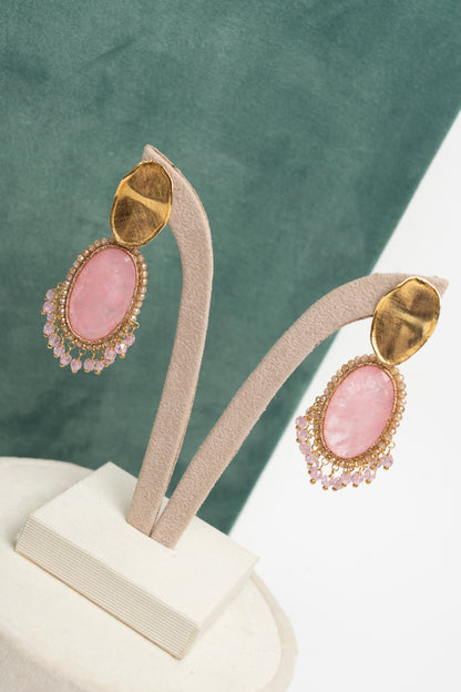 SICYLUI - ORECCHINI PENDENTI ZIRCONE CENTRALE ROSA