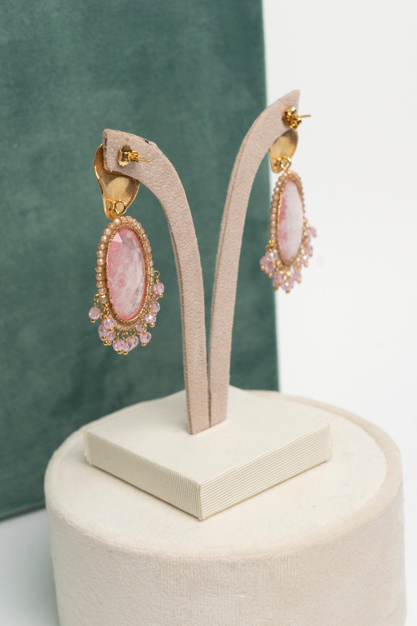 SICYLUI - ORECCHINI PENDENTI ZIRCONE CENTRALE ROSA