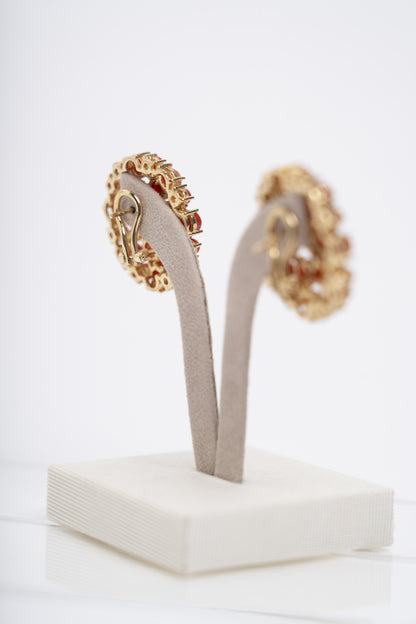 SOARA - ORECCHINI BOTTONE ARGENTO DORATO E CORALLO