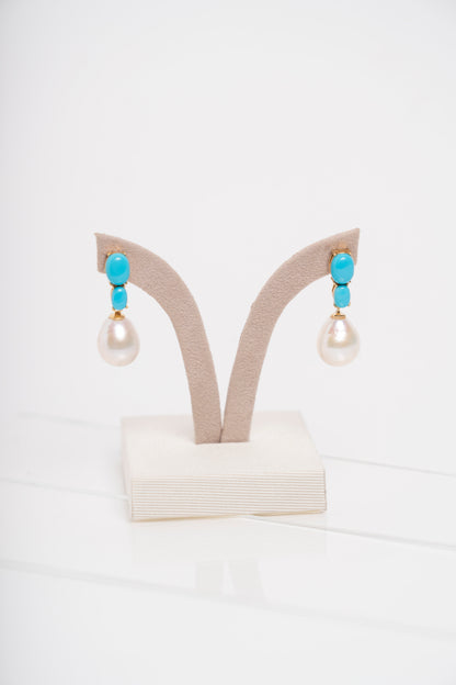 SOARA - ORECCHINI IN TURCHESE E PERLE
