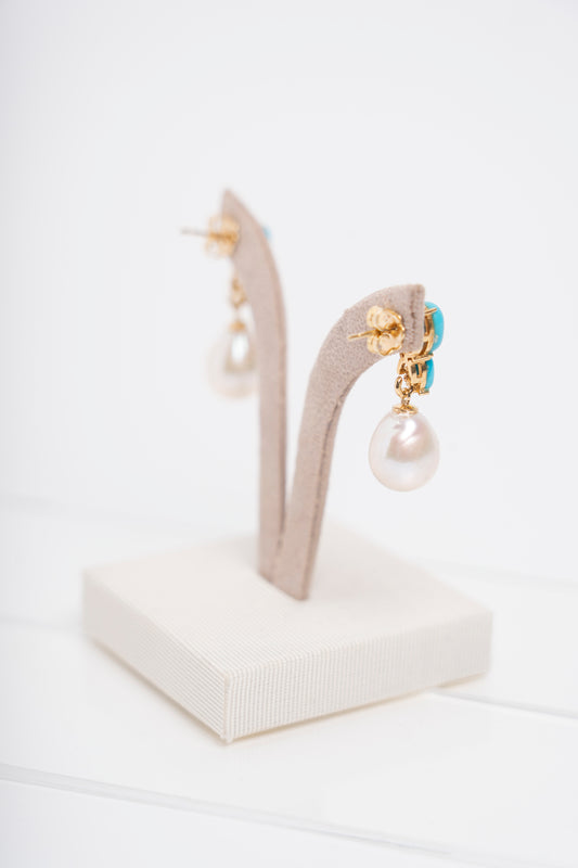 SOARA - ORECCHINI IN TURCHESE E PERLE