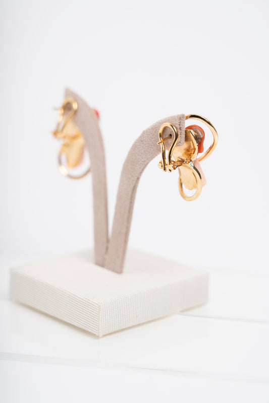 SOARA - ORECCHINI ARGENTO DORATO E CORALLO ROSSO E ROSA