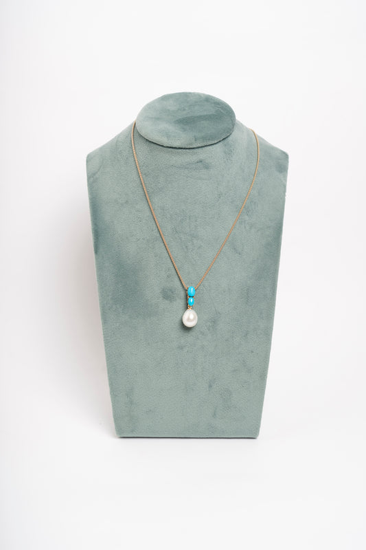 SOARA - COLLANA PENDENTE IN TURCHESE E PERLE