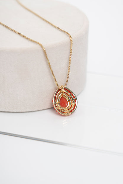 SOARA - COLLANA PENDENTE A GOCCIA CON CENTRALE E MICROSFERE CORALLO MEDITERRANEO