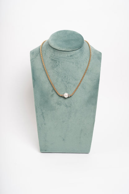 SOARA - COLLANA ARGENTO PLACCATO ORO E PERLA CENTRALE