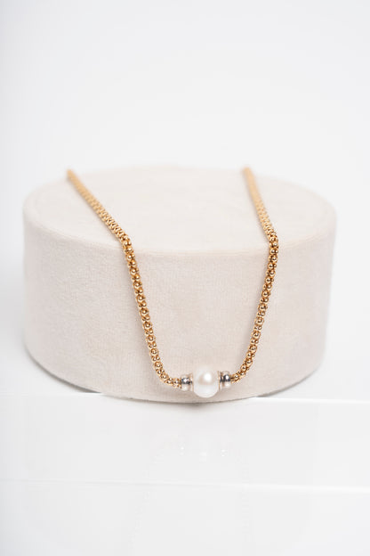 SOARA - COLLANA ARGENTO PLACCATO ORO E PERLA CENTRALE