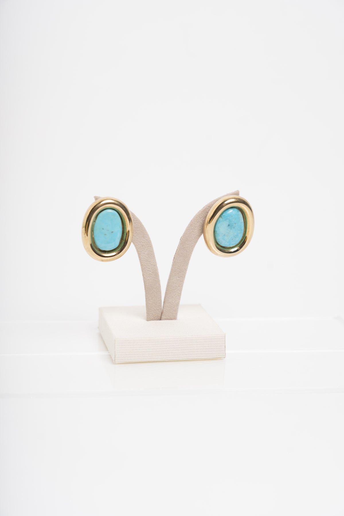 SOARA - ORECCHINI BOTTONE ARGENTO DORATO E TURCHESE