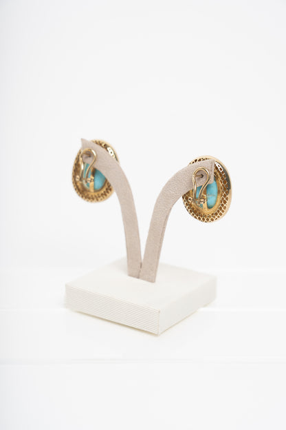 SOARA - ORECCHINI BOTTONE ARGENTO DORATO E TURCHESE