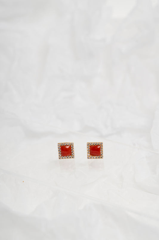 SOARA - ORECCHINI A LOBO IN ARGENTO DORATO E CORALLO