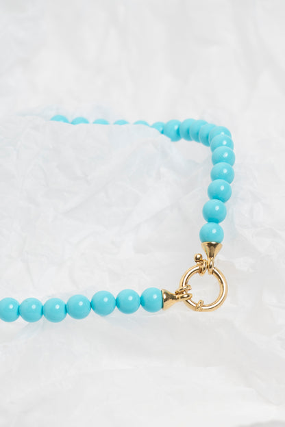 SOARA- COLLANA GIROCOLLO SFERE LISCE TURCHESI