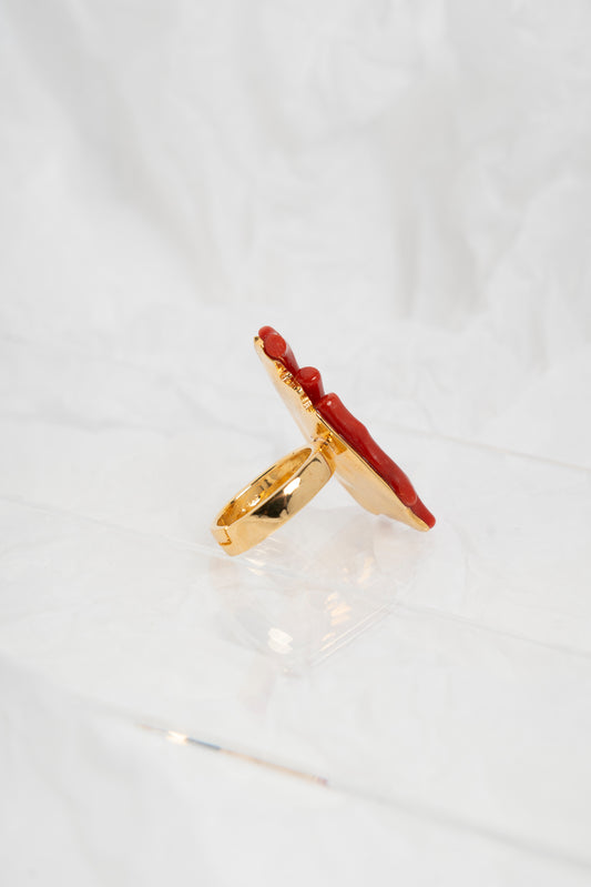 SOARA - ANELLO ARGENTO DORATO RAMO CORALLO