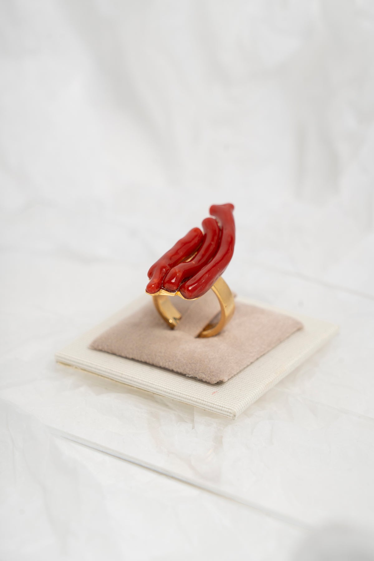 SOARA - ANELLO ARGENTO DORATO RAMO CORALLO