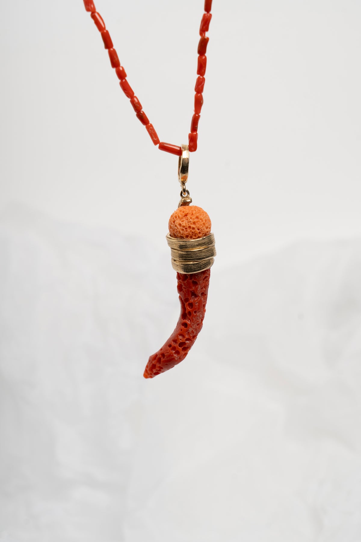 SOARA - CIONDOLO CORNO IN CORALLO ROSSO E ROSA