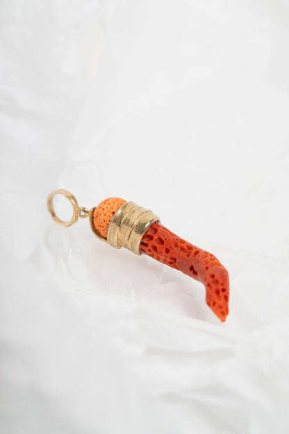 SOARA - CIONDOLO CORNO IN CORALLO ROSSO E ROSA