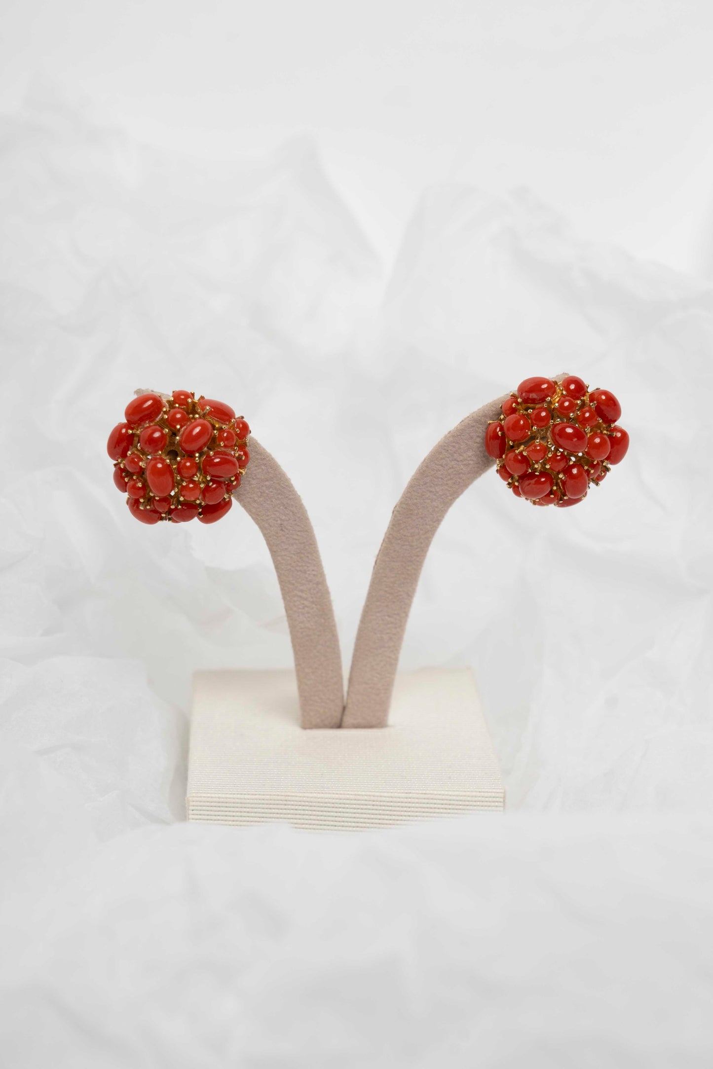 SOARA - ORECCHINI BOTTONE IN CORALLO