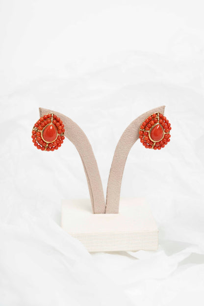 SOARA - ORECCHINI A GOCCIA CON CENTRALE E MICROSFERE IN CORALLO