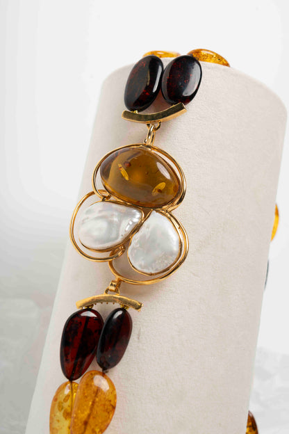 SOARA -  COLLANA AMBRA E PERLE