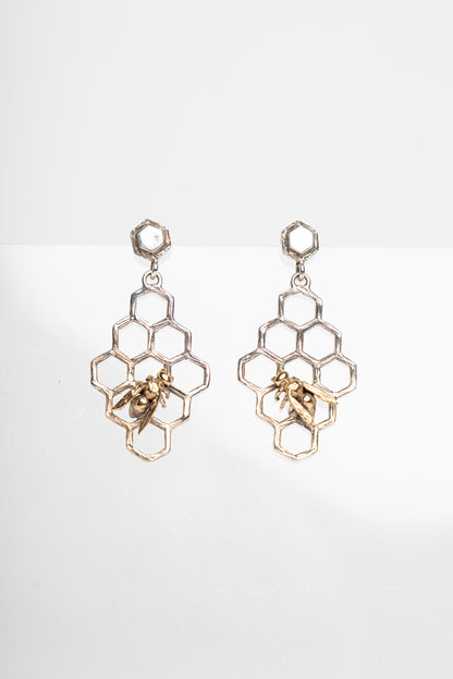 NEMORIS -  ORECCHINI ALVEARE ARGENTO E BRONZO