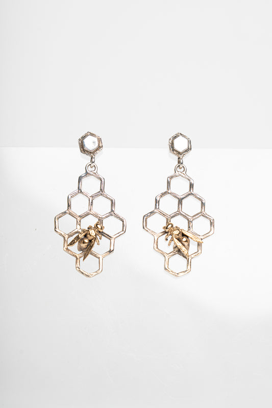 NEMORIS -  ORECCHINI ALVEARE ARGENTO E BRONZO