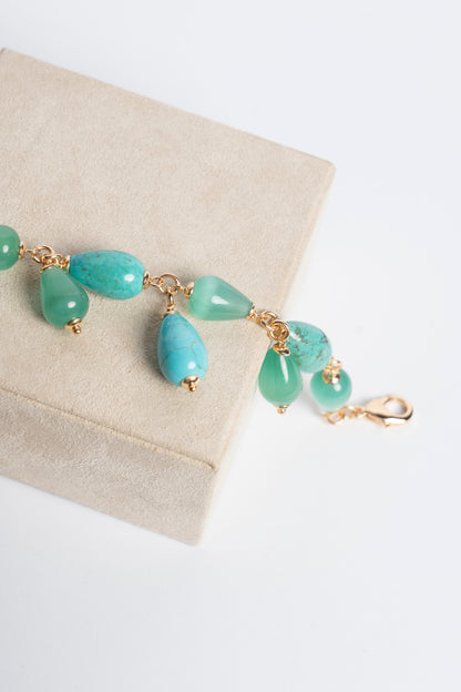 BRACCIALE ARGENTO E PIETRE TURCHESE E VERDI