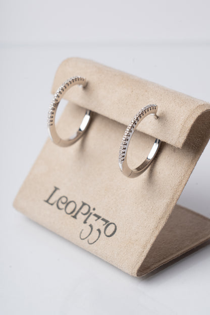 LEO PIZZO - ORECCHINI CERCHI ORO BIANCO CON DIAMANTI