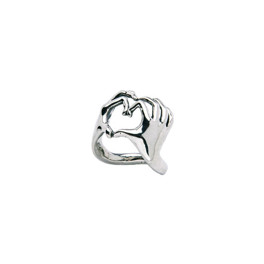 NEMORIS - ANELLO EMOJY MANI CUORE ARGENTO