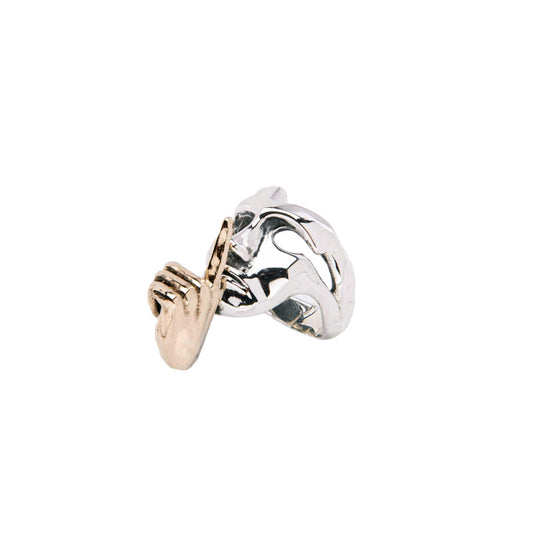 ANELLO SHUT UP ARGENTO E BRONZO