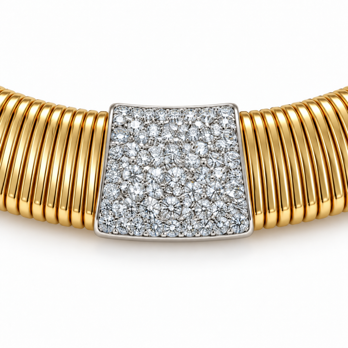 LEO PIZZO - COLLIER GIROCOLLO TUBOGAS CON PAVE CENTRALE DI DIAMANTI