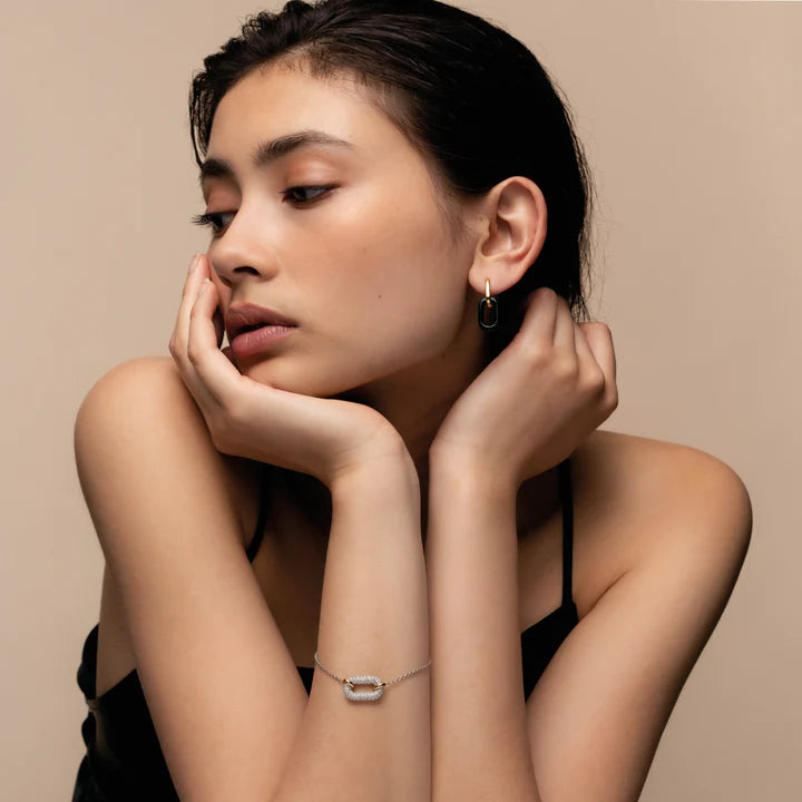 TI SENTO - ORECCHINI OVALI ARGENTO DORATO E ZIRCONI