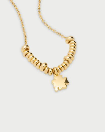COLLANA GIROCOLLO CON MICRO ANELLI E PENDENTE QUADRIFOGLIO