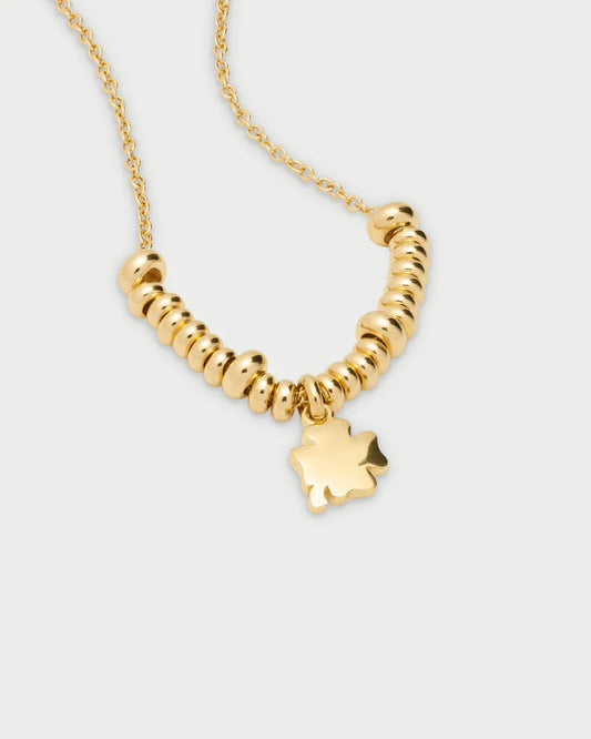COLLANA GIROCOLLO CON MICRO ANELLI E PENDENTE QUADRIFOGLIO