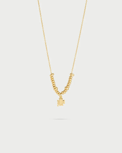 COLLANA GIROCOLLO CON MICRO ANELLI E PENDENTE QUADRIFOGLIO
