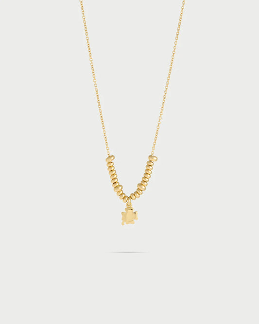 COLLANA GIROCOLLO CON MICRO ANELLI E PENDENTE QUADRIFOGLIO