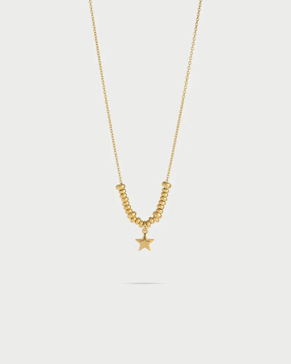 COLLANA GIROCOLLO ARGENTO DORATO SFERE E MICRO PENDENTE STELLA