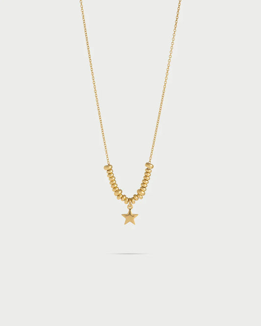 COLLANA GIROCOLLO ARGENTO DORATO SFERE E MICRO PENDENTE STELLA