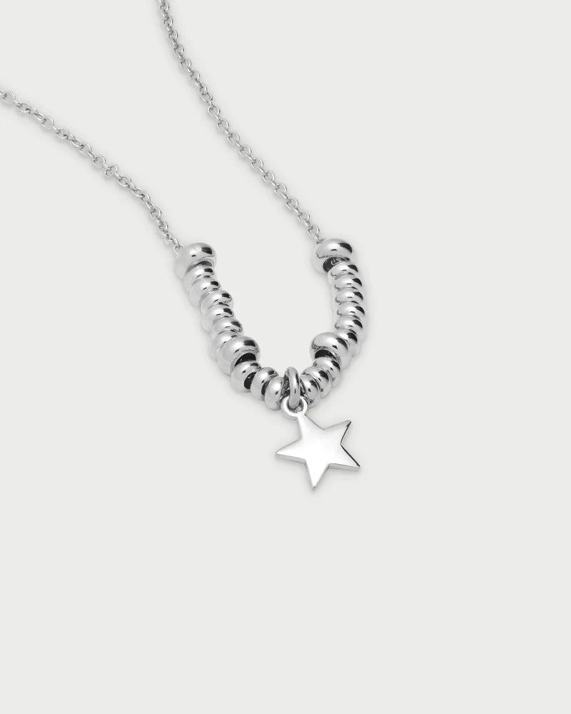 COLLANA GIROCOLLO ARGENTO RODIO SFERE E MICRO PENDENTE STELLA