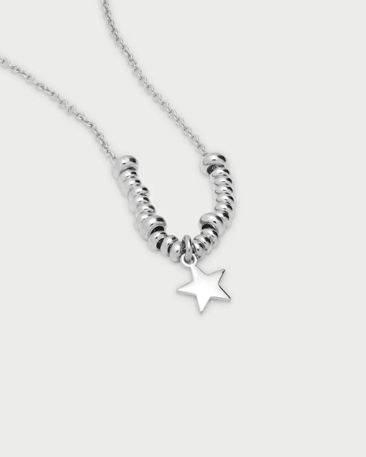 COLLANA GIROCOLLO ARGENTO RODIO SFERE E MICRO PENDENTE STELLA