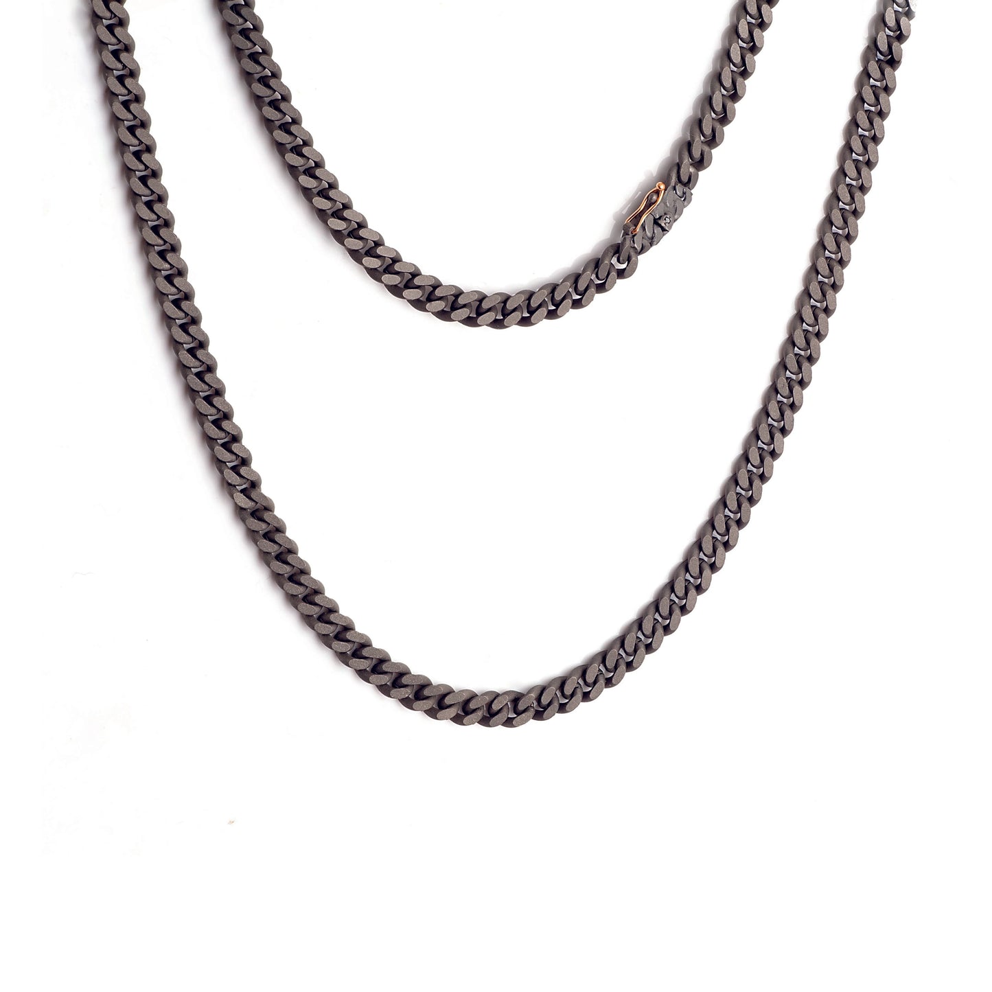 MANO J - COLLANA GROUMETTE IN TITANIO CON CHIUSURA IN ORO ROSE'